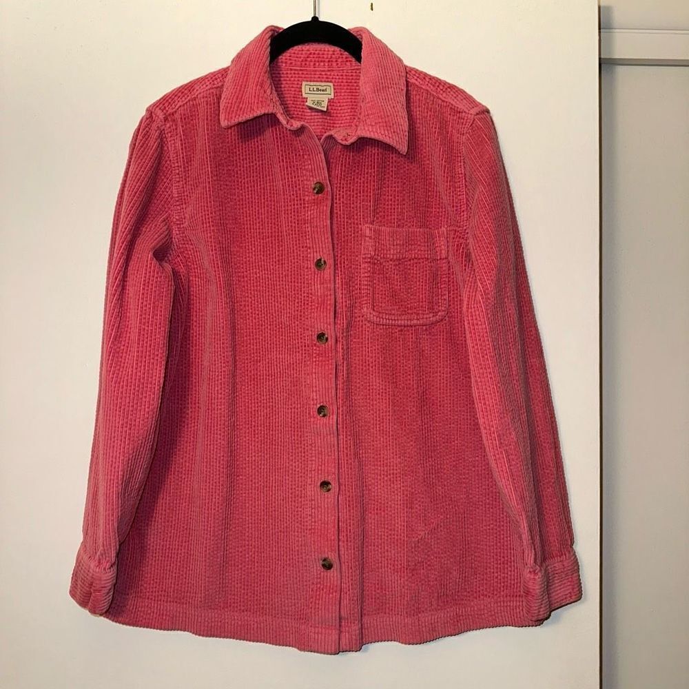 L.L. Bean Women’s Hot Pink Button Up Corduroy Jacket Size Medium